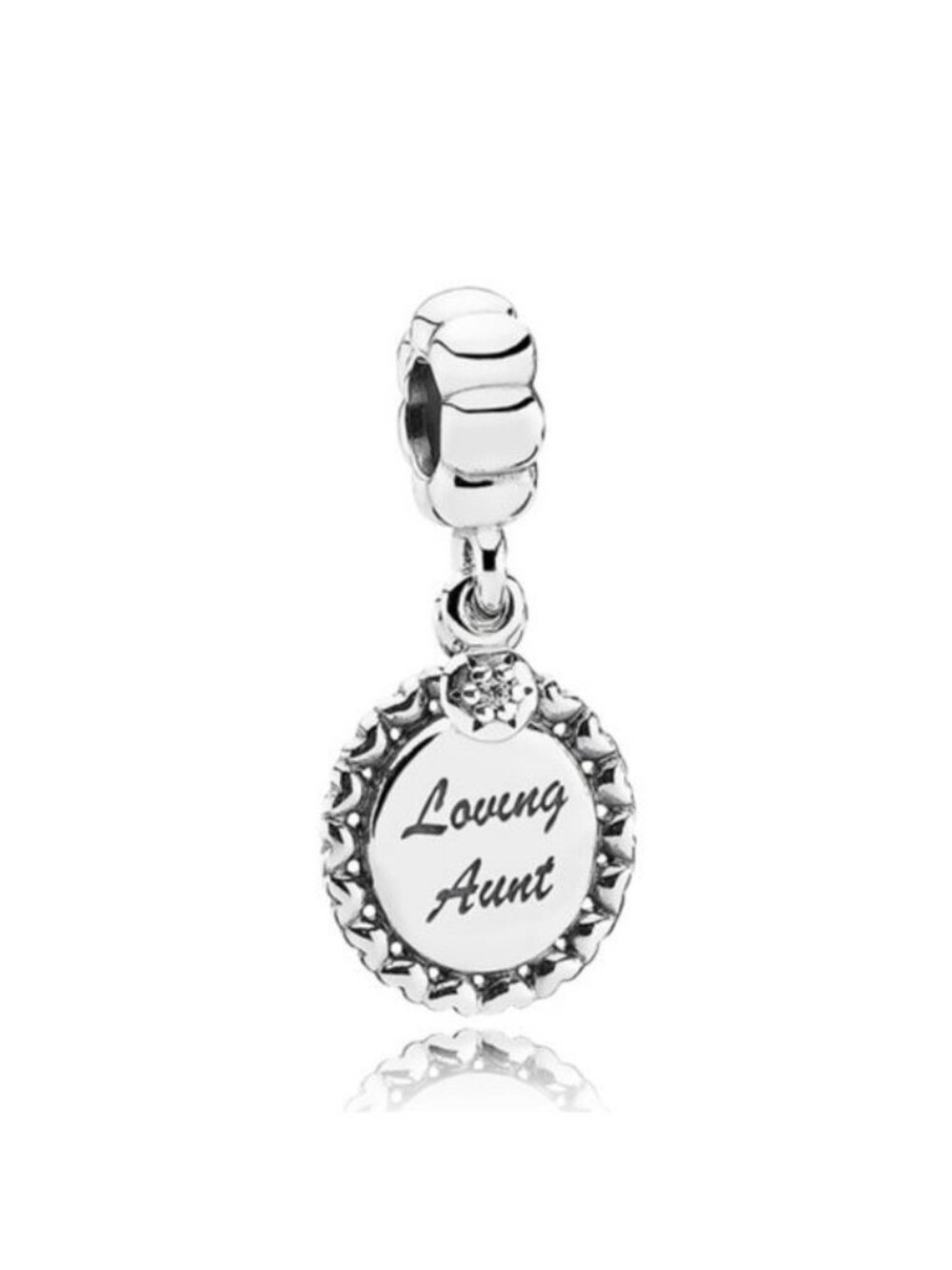 Pandora Retired Sterling Silver Loving Aunt Family Dangle Bead w/ CZ -791277cz
